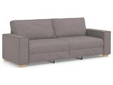 a gray couch sitting on top of a white floor next to a white wall