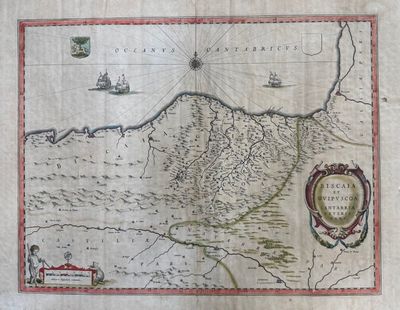 une vieille carte de l'île de la Jamaïque avec des navires dans l'eau