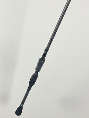 a fishing rod that is on a pole in the water