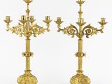 pair of antique brass candelabs