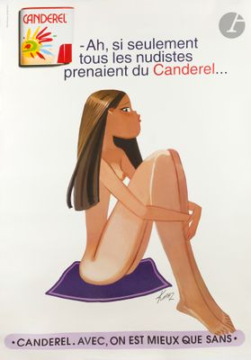 a poster of a nude woman sitting on a towel