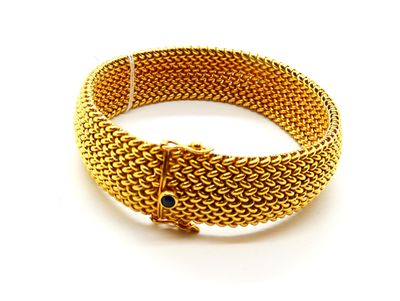 Bracelet en or jaune 750 °/°° (18k) à mailles souples, le fe… - Photo 1