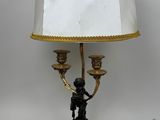 an image of a table lamp with a white shade on top of it