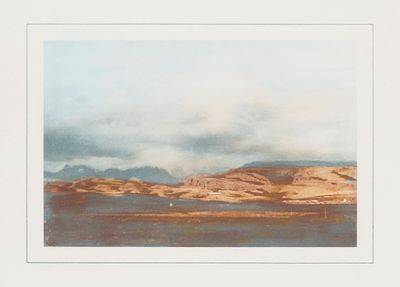 a picture of a picture of a landscape with mountains in the background