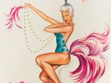 a poster for the film folles bergeret, starring a pinup girl in a blue dress