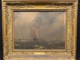 an image of a painting of a sailboat in a rough sea