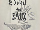 une image représentant un dessin d'un poisson et d'une plante sur fond blanc
