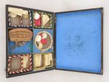 a blue box with a bunch of items inside of it