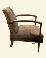 Fauteuil Club en cuir naturel couleur havane présentant un h… (photo 3)