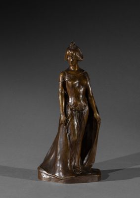 Léopold SAVINE (1861-1934) La Vestale Sujet en bronze à pati… - Photo 1