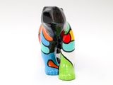 a figurine of a cat with a colorful design on it