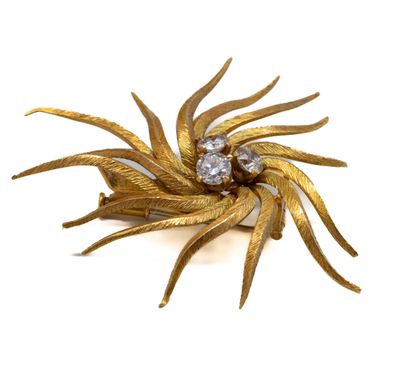 Gros plan sur une broche en or ornée de diamants