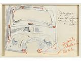 an image of a drawing of a car with writing on it