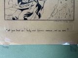 a drawing of a man and a woman sitting on a bench
