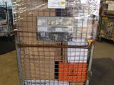 a cart with a lot of boxes on it in a warehouse