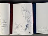 three pages in a book with drawings of princesses