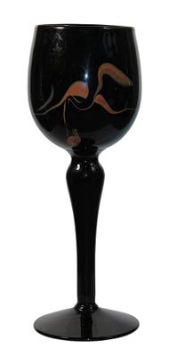 MAURE-VIEIL, Le Bleis - CALICE en verre noir et orangé, cach…