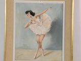 tableau représentant une femme vêtue d'un tutu blanc, dans un cadre doré