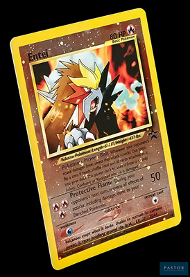 une image représentant une carte Pokémon avec un feu en arrière-plan
