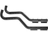 a pair of black exhaust pipes on a white background