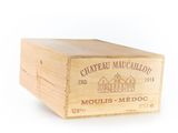 a wooden box with a wine label on it