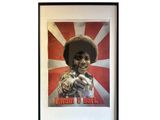 framed photograph of a woman with a hat and a sunburst