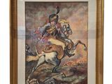 tableau représentant un homme à cheval, dans un cadre doré