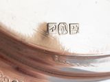 a close up of a silver plate with a name on it