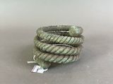 a close up of a coil of rope on a table