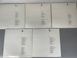 four pages of white paper with black numbers and numbers on them