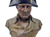 statue of a bust of a man with a hat on his head