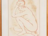 l'image d'un dessin d'une femme nue assise sur le sol