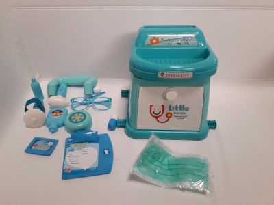a little blue toy that is sitting on a table