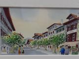 a picture of a painting of a street in a town