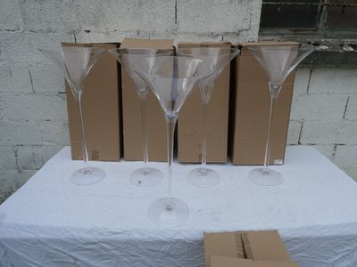 Lot de 5 grands vases tulipes "Martini" en verre - H.