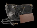 louis vuitton black monograme leather shoulder bag with tag
