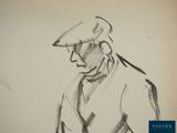 drawing of a man in a sailor ' s hat and a white shirt