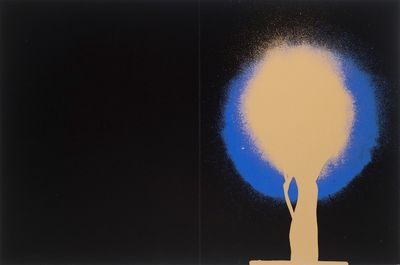 an image of a painting of a person standing in front of a light