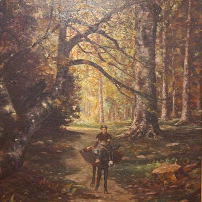 Huile sur toile représentant un sous-bois, signée en bas à d…