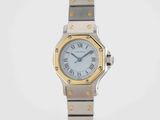 an image of a lady ' s watch with two tone steel bracelets
