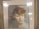painting of a young girl in a white dress in a gold frame
