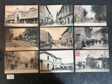 plusieurs vieilles photos en noir et blanc représentant des bâtiments anciens et des personnes