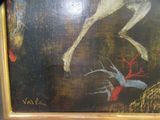 a picture of a painting of a horse and a bird