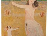 an image of a painting of a woman holding a kite