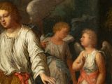 painting of a painting of a man holding a bird in his hand