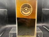a glass display case with a pokemon logo on it