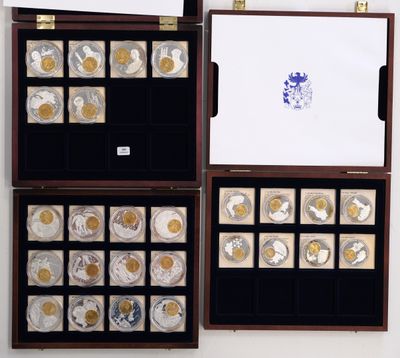 a display case with a lot of coins inside of it