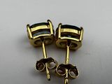 two pairs of gold tone earrings with a blue topaz stone