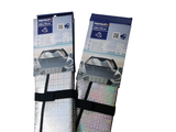 two pieces of luggage that are wrapped in silver foil