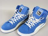 Baskets montantes Puma bleu suédé avec lacets blancs